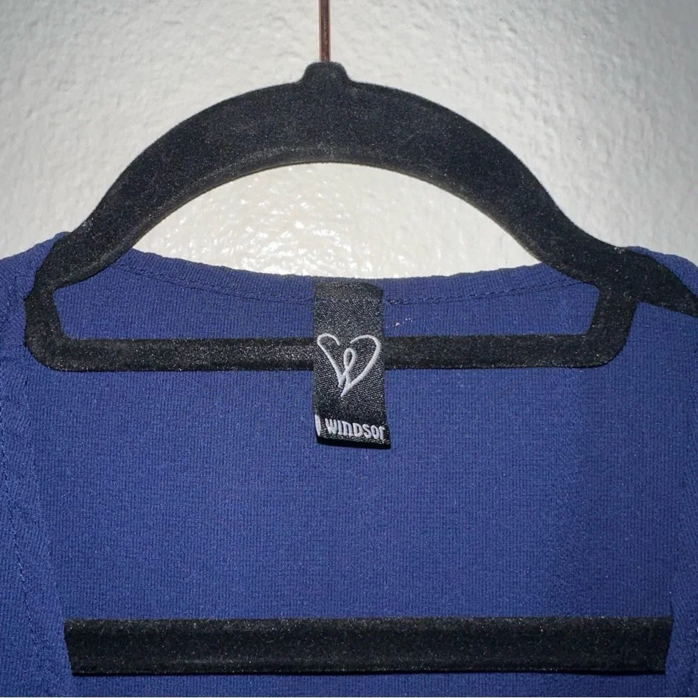 Navy Blue Windsor Front Tie Crop Top - Picture 5 of 5
